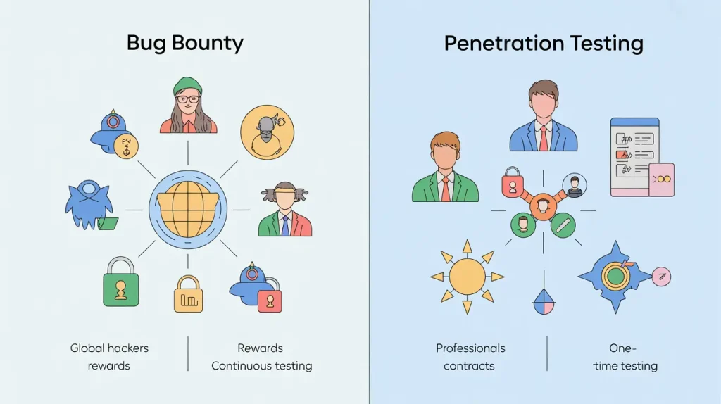 Bug bounty hunting vs penetration testing comparison chart Bug bounty hunting vs penetration testing comparison chart